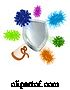 Vector of Vaccine Virus Shield Cells or Antibacterial Icon by AtStockIllustration