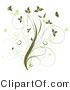 Vector of Vines with Green Butterflies - Floral Design Element by KJ Pargeter