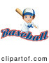 Vector of White Boy Baseball Player Batting over Text by