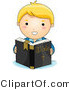 Vector of White Christian Boy Reading Holy Bible by BNP Design Studio
