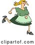 Vector of White Maiden Lady in Green, Running by Djart