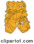 Vector of Yellow Women, Gemini, Maids or Janitors, Wearing Gloves and Carrying a Feather Duster and Mop Bucket, Standing Shoulder to Shoulder by LaffToon