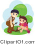 Vector of Young Boy and Girl Planting Seeds by BNP Design Studio