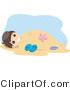 Vector of Young Boy Buried Under Warm Beach Sand by BNP Design Studio