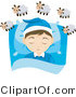 Vector of Young Boy Counting Sheep While Asleep in His Bedroom by BNP Design Studio