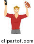 Vector of Young Cartoon Man Holding Football and Remote Control by BNP Design Studio