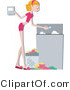 Vector of Young Lady Pouring Detergent in a Washing Machine by BNP Design Studio