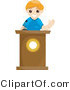 Vector of Young School Boy Speaking at a Podium by BNP Design Studio